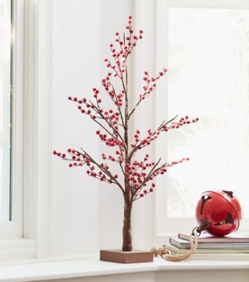 Image showing  LED Lighted Frosted Berry Twig Tree with Base 38 in. H