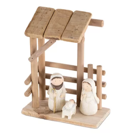 Melrose International Wooden Nativity Scene 9 in. Christmas Kitchen & Tabletop Decor