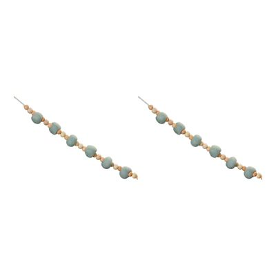 Image showing  Wood Beaded String Garland (Set of 2), Blue