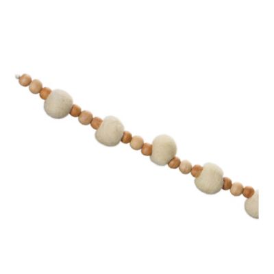 Melrose InternationalWood Beaded String Garland (Set of 2), Ivory