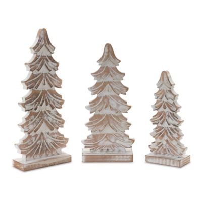 Melrose International Wood Carved Pine Tree, 3 pc. Set