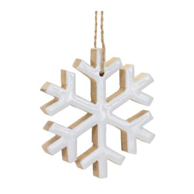 Melrose InternationalWood Snowflake Ornament (Set of 12)