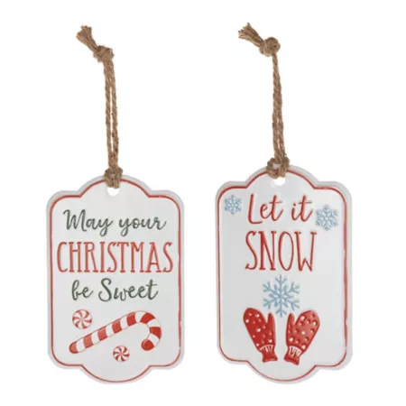 Melrose International Holiday Sentiment Label Ornament (Set of 12) Christmas Ornaments & Tree Toppers