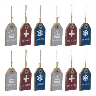 Image showing  Wood Ski Tag Ornament (Set of 12)