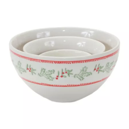 Melrose InternationalStoneware Mistletoe Bowl (Set of 3) Christmas Kitchen & Tabletop Decor