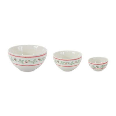 Image showing  Stoneware Mistletoe Bowl (Set of 3)