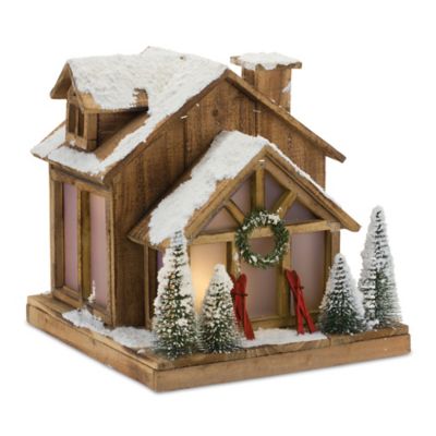 Melrose International Vintage Ski Lodge Lighted Display, 14.25 in. H