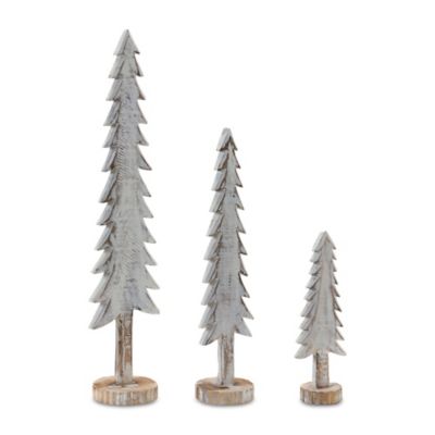 Melrose International Wood Tabletop Pine Tree (Set of 3)