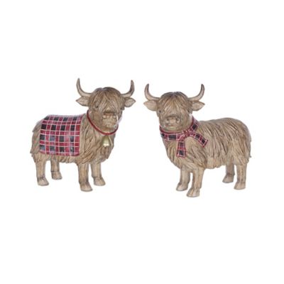 Melrose InternationalHighland Cow Winter Figurine (Set of 2)