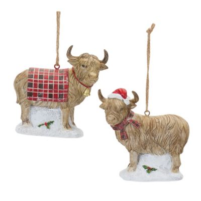 Melrose International Highland Cow Ornament (Set of 6)