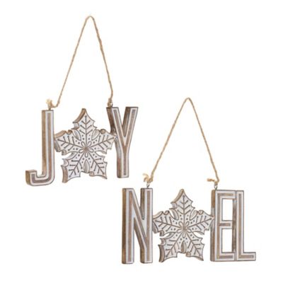 Melrose International Joy Noel Snowflake Ornament (Set of 12)