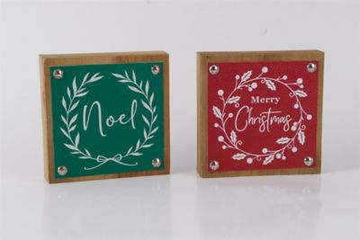 Melrose International Holiday Sentiment Sign with Faux Leather Accent (Set of 6)