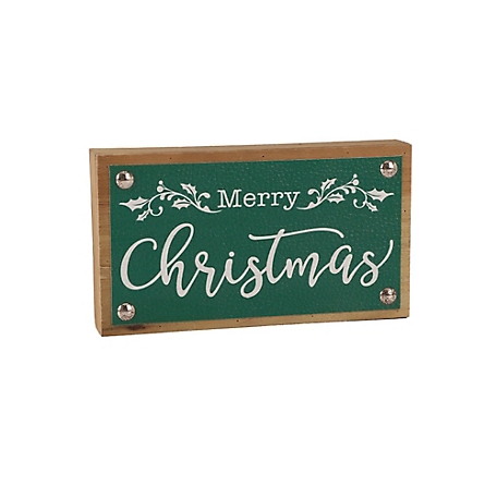 Melrose International Merry Christmas Sign with Faux Leather Accent (Set of 2)