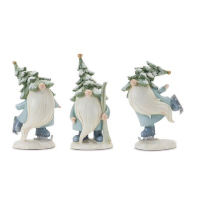 Melrose InternationalPine Tree Gnome with Skis and Skates (Set of 3)