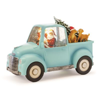 Melrose International LED Snow Globe Truck with Santa and Dogs 8.75 in. H