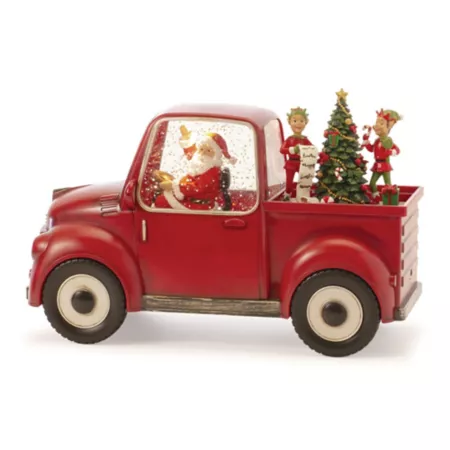 Melrose International LED Snow Globe Truck with Santa and Elves 8.75" H Christmas Kitchen & Tabletop Decor