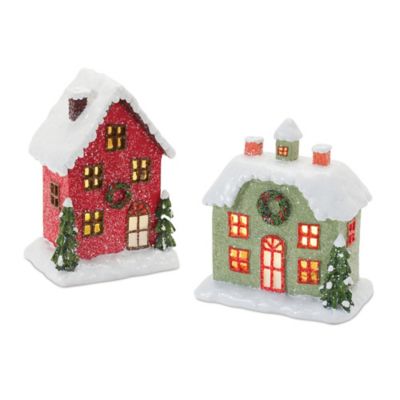 Melrose InternationalLighted Winter Village Houses (Set of 2)