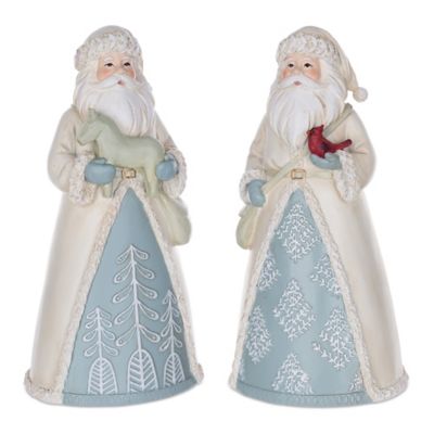 Melrose International Winter Santa Figurine (Set of 2)