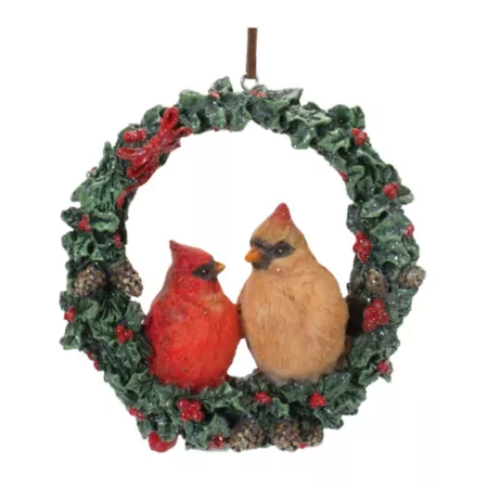 Melrose International Cardinal Bird Couple Wreath Ornament (Set of 4) Christmas Ornaments & Tree Toppers