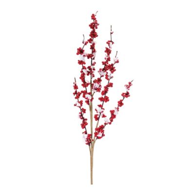 Melrose International Flocked Berry Twig Spray (Set of 12)