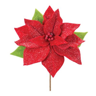 Melrose International Poinsettia Flower Stem (Set of 2)