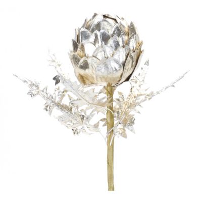 Melrose International Metallic Artichoke Stem (Set of 2), silver