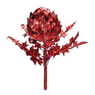 Melrose International Metallic Artichoke Stem (Set of 2), red