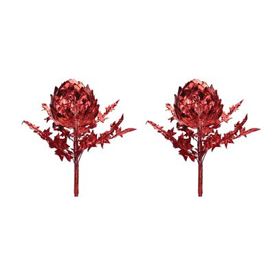 Image showing  Metallic Artichoke Stem (Set of 2), red