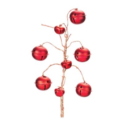 Melrose International Red Sleigh Bell Spray (Set of 6)