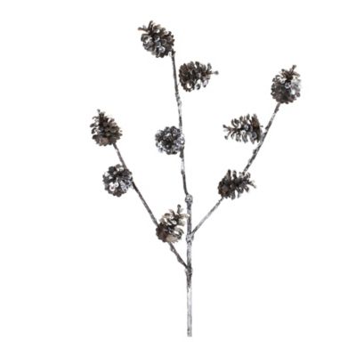 Melrose International Pine Cone Spray (Set of 12), black