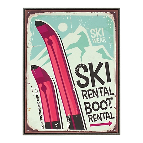 Melrose InternationalFramed Ski Lodge Wall Sign 15.5 in. H