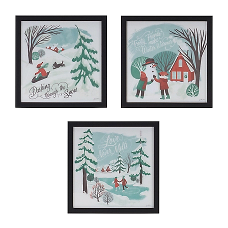 Melrose International Framed Winter Scene Wall Art (Set of 3)