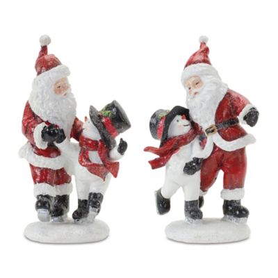 Melrose InternationalSkating Santa and Snowman Figurine (Set of 2)
