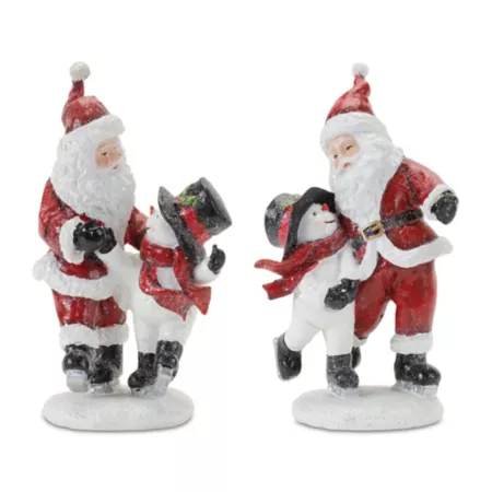 Melrose InternationalSkating Santa and Snowman (Set of 2) Christmas Kitchen & Tabletop Decor