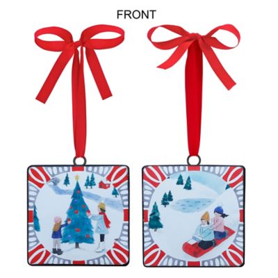 Melrose InternationalSledding and Christmas Tree Ornament (Set of 12)