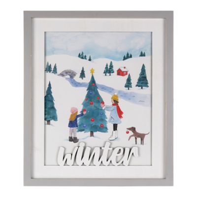 Melrose International Framed Winter Scene Wall Art 19 in. H