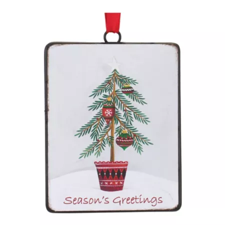 Melrose InternationalSeasons Greetings Pine Ornament (Set of 12) Christmas Ornaments & Tree Toppers