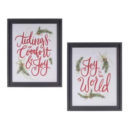 Melrose International Framed Sentiment Sign Set of 2 Christmas Porch & Door Signs