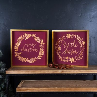 Image showing  Framed Holiday Sentiment Sign, Set of 2