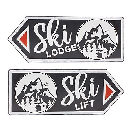 Melrose International Ski Lift Lodge Sign (Set of 6)