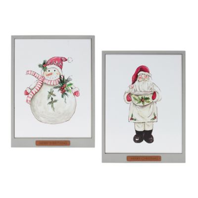 Melrose InternationalFramed Santa and Snowman Wall Art (Set of 2)