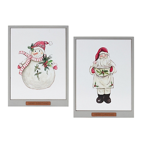 Melrose InternationalFramed Santa and Snowman Wall Art (Set of 2)