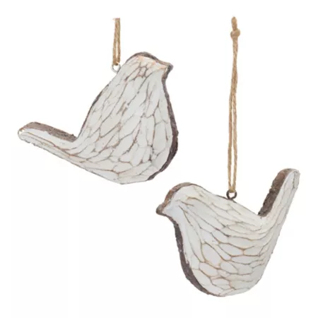 Melrose International Carved Bird Ornament (Set of 12) Christmas Ornaments & Tree Toppers