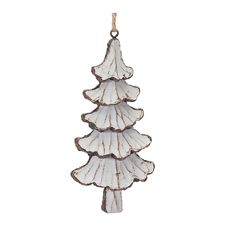 Melrose International Carved Pine Tree Ornament (Set of 12)