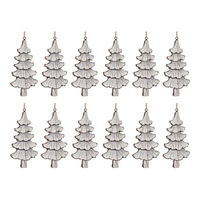Image showing  Carved Pine Tree Ornament (Set of 12)