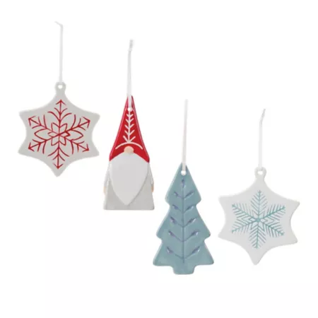 Melrose International Engraved Ceramic Tree Ornament (Set of 24) Christmas Ornaments & Tree Toppers