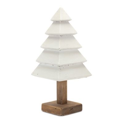 Image showing  Tiered Wood Pine Trees, 21 in./15 in., White, 3-Pack