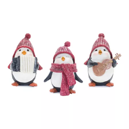 Melrose International Penguin Musical Figurine 3 Piece Together Christmas Kitchen & Tabletop Decor