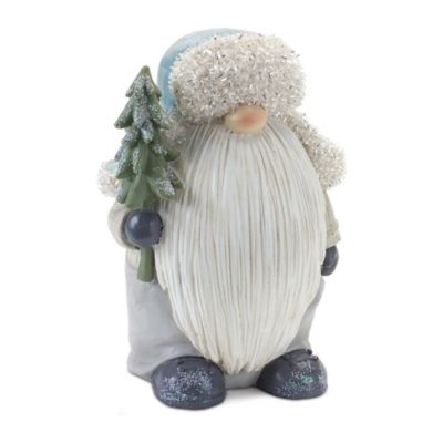 Melrose International Gnome with Pine Tree Figurine (Set of 2)