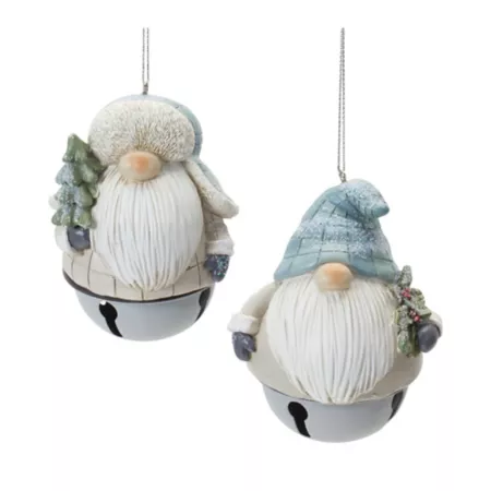 Melrose International Gnome Sleigh Bell Ornament (Set of 12) Christmas Ornaments & Tree Toppers